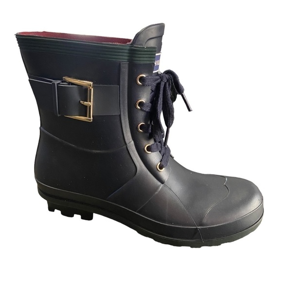 Nwot Tommy Hilfinger Navy  Designer Rain Boots - Picture 1 of 5